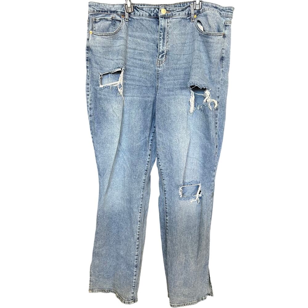 Fashion to Figure Side Slit Distressed Jeans Plus Size 26